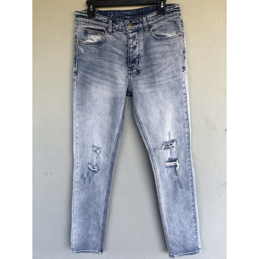 Ksubi Chitch Jeans Men 31X32 Philly Blue Button Fly Distressed Faded Wash Street